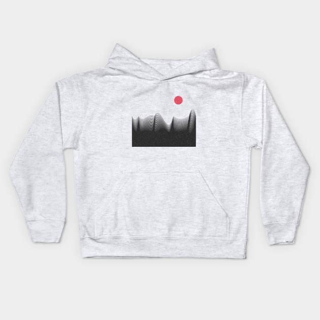 Waves underneath a red sun - geometric minimalist abstract design Kids Hoodie by Liam Warr